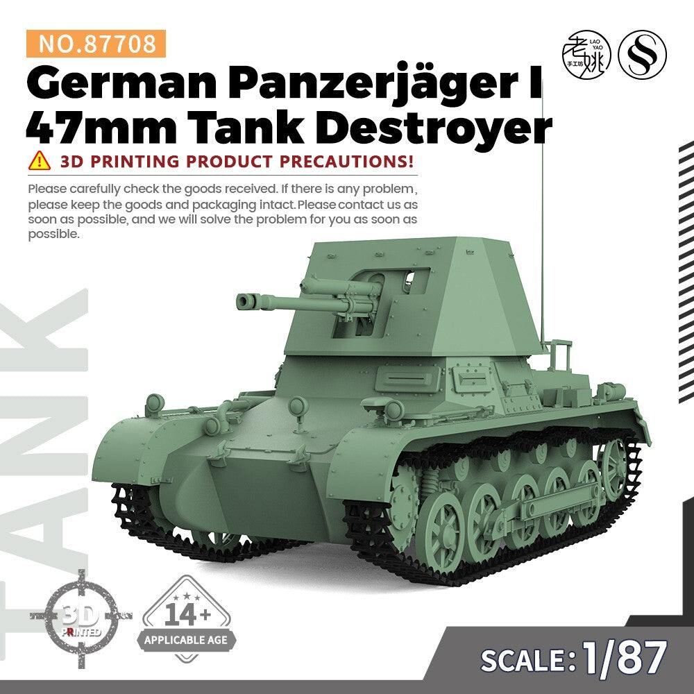 SSMODEL SS87708 1/87 HO Scale Railway German Panzerjäger I 47mm Tank Destroyer