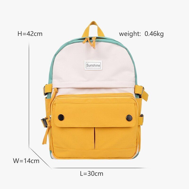 Stitching Contrast Backpack Fashion Cute Student Canvas School Bags Travelling