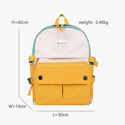 Stitching Contrast Backpack Fashion Cute Student Canvas School Bags Travelling