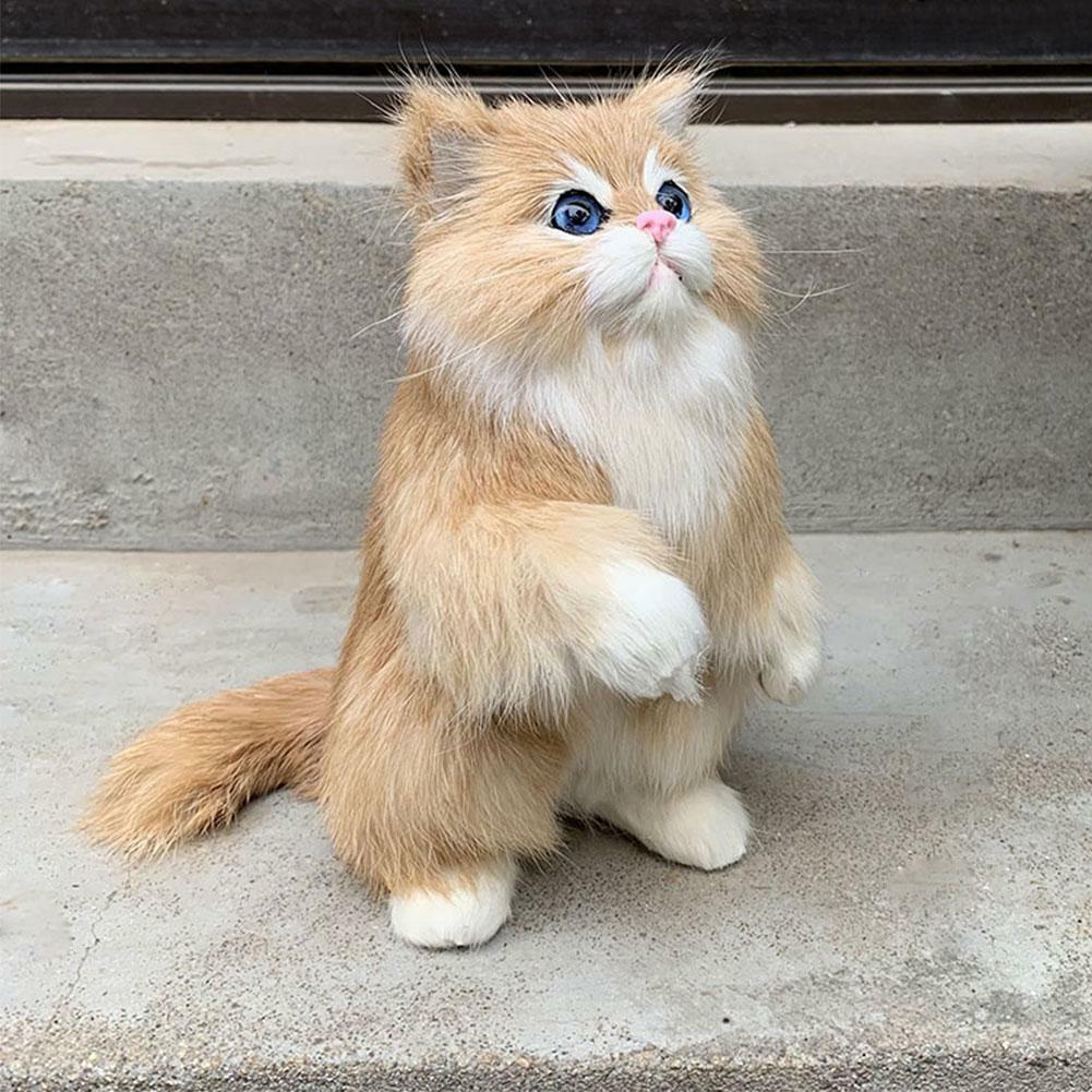 1PC Lifelike Fake Cat Plush Toy Simulation Stuffed Animal Fluffy Doll For Kids