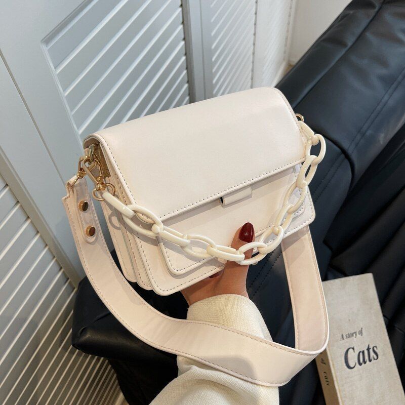Synthetic Leather Flap Crossbody Handbag Small Shoulder Purse 19*7.5*14.5CM Blue