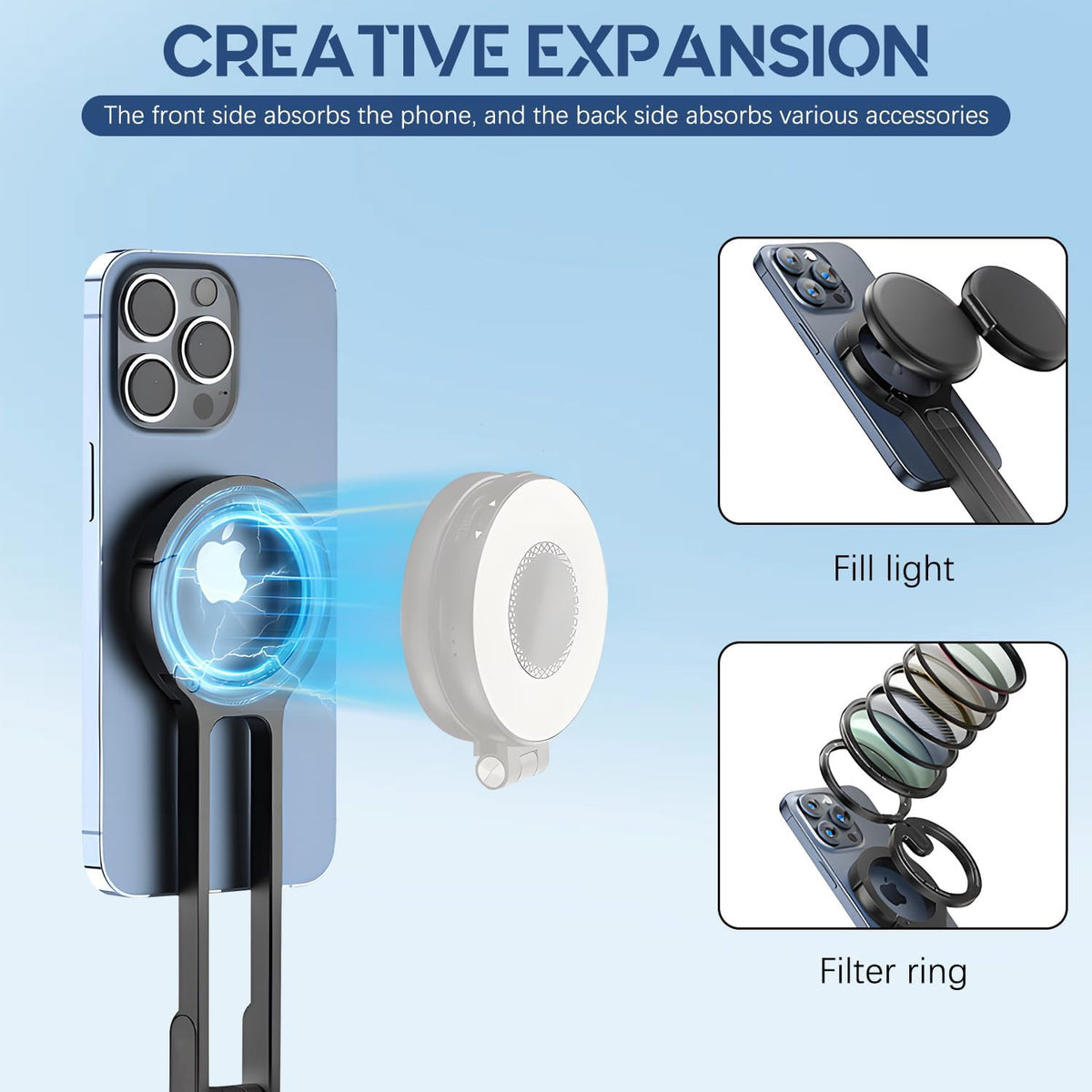 Universal Magnetic Phone Tripod, Foldable Magnetic Pocket Phone Tripod, Aluminum