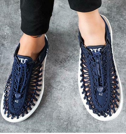 Men's Knit Flats Sandals Breathable Handmade Causal Beach Summer Stylish New
