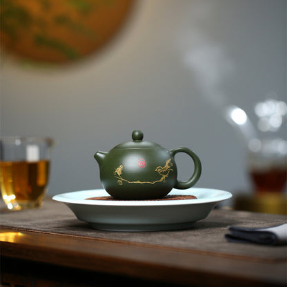 Xishi Pot Marked Real Yixing Zisha Green Clay Tea Pot Chinese Kungfu Puer Teapot