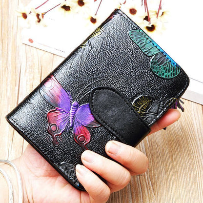 Floral Wallet Leather Purse Short Wallets Leather Coin Purse 9*2.5*13.5 CM 1 PC