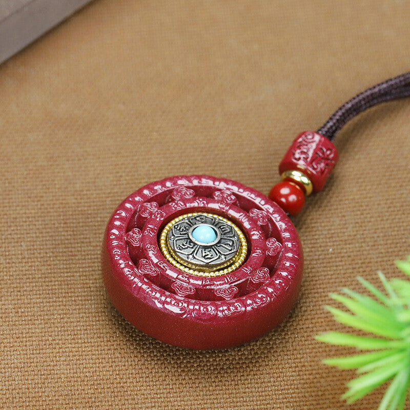 Cinnabar Six Words of Truth Chakra Necklace Purple Gold Sand Pendant