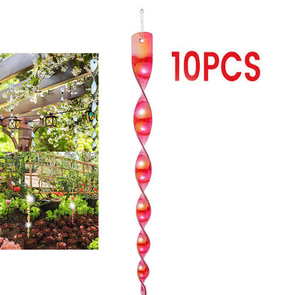 10Pcs Bird Repellent Reflective Scare Rods Spiral Deterrent Control Device Deco.