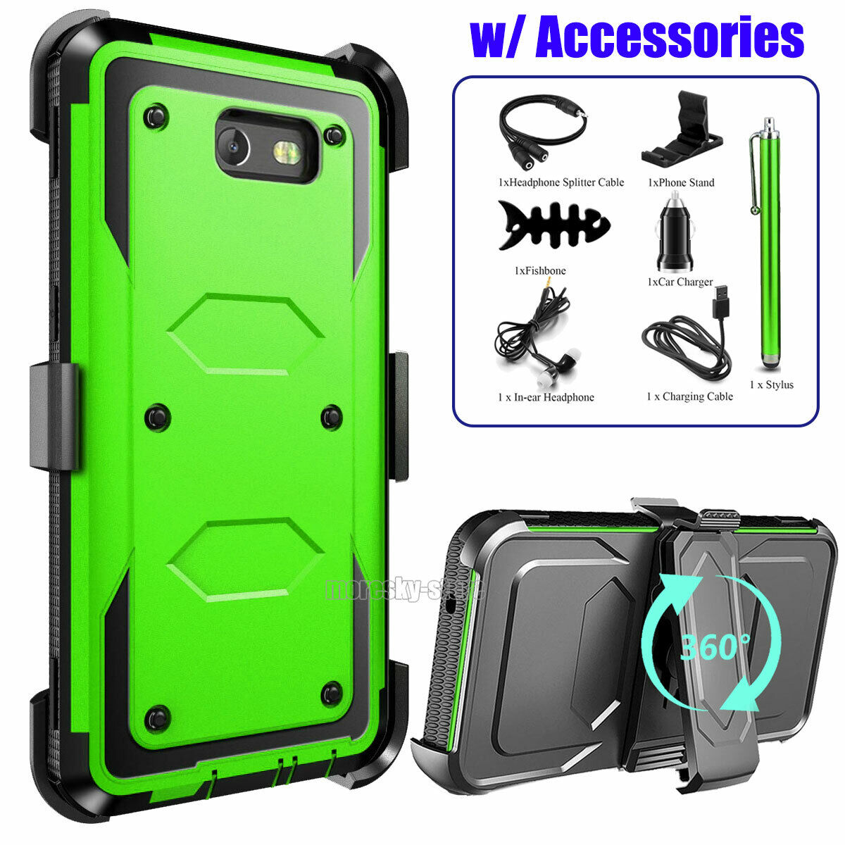 For Samsung Galaxy J7 2017 Sky Pro Rugged Clip Holder Case Cover, w/ Accessories