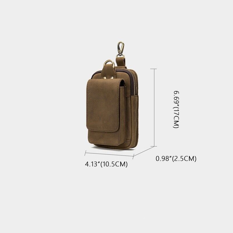 Men Phone Belt Pack Bag Loop Waist Holster Pouch Case Genuine Leather Wallet