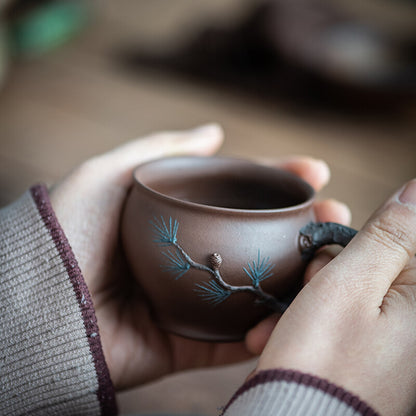 True Yixing Zisha Tea Cup with Handle Chinese Handmade Master Cup Marked 120ml