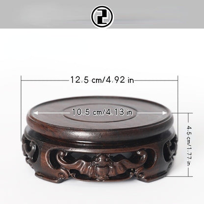 Round Ebony Pedestal Wood Carving Teapot Base Buddha Flowerpot Display Stand New