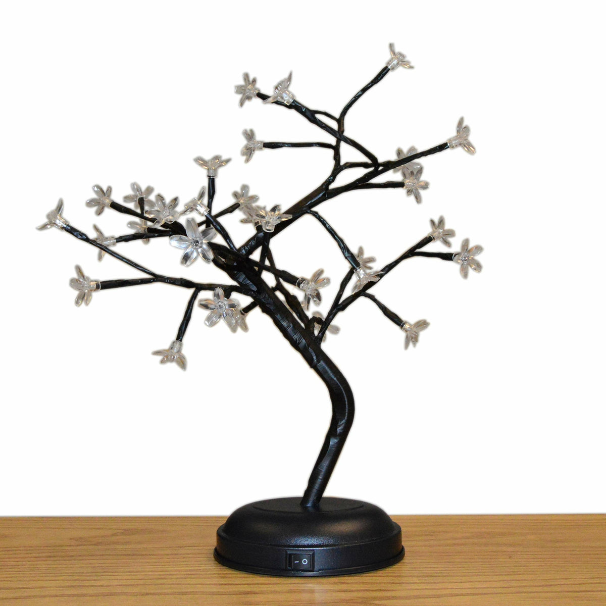 Pink Crystal Flower Bonsai Table Lamp with 9 Foot USB Cord - Battery or USB