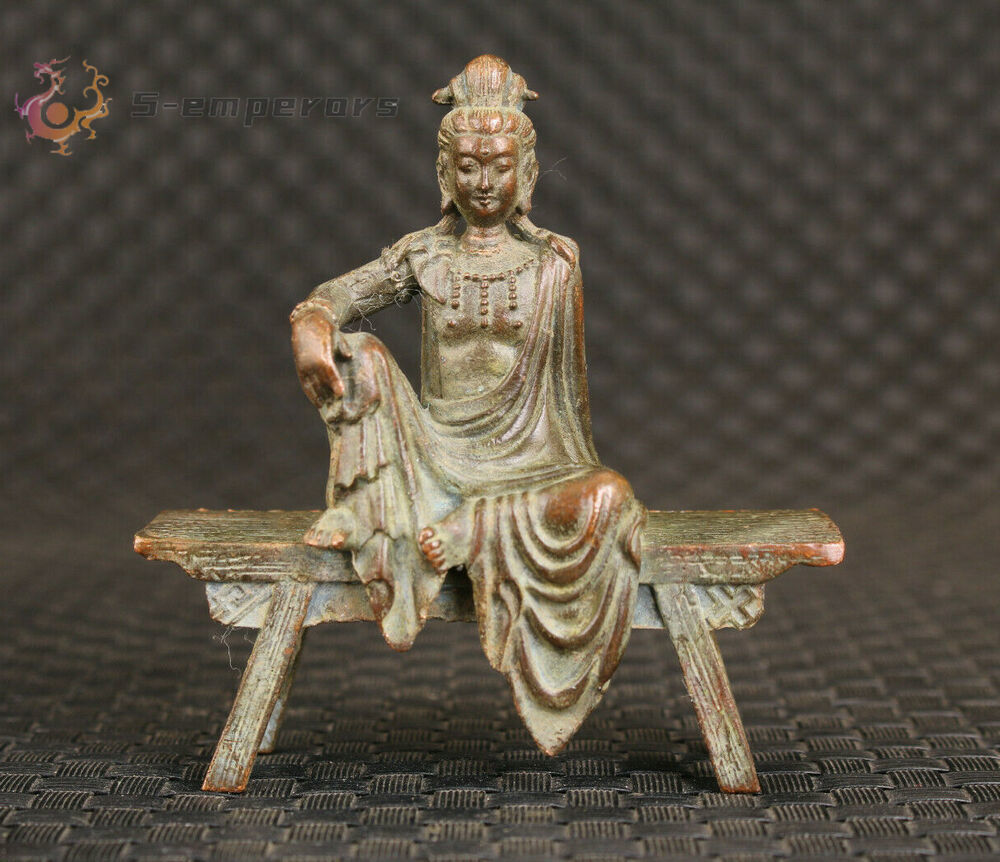 Blessing Chinese bronze handmade kwan-yin statue collection fengshui netsuke