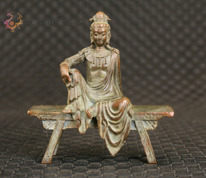 Blessing Chinese bronze handmade kwan-yin statue collection fengshui netsuke