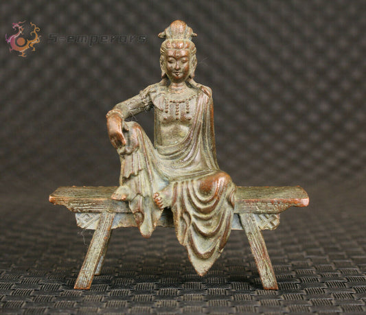 Blessing Chinese bronze handmade kwan-yin statue collection fengshui netsuke