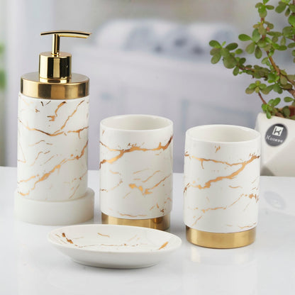 Ceramic Bathroom Accessories Set for Utility & Bathroom Decor Set Of 4