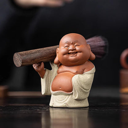 Maitreya Buddha Purple Sands Tea Pet and Pen 10.3cm Tea Play Kung Fu Tea Set
