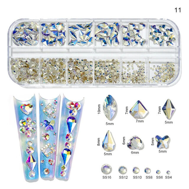 Nail Charms 30Pcs Boxed Luxury Shiny Planet Alloy 3D Art Rhinestones Bling Decor