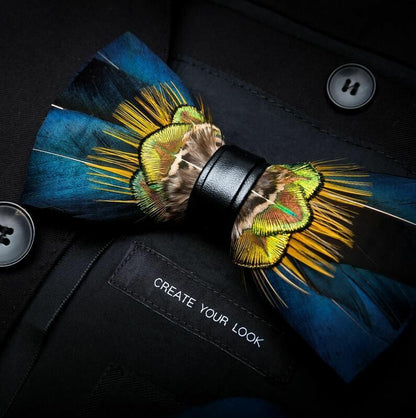 Men's Luxury Bowtie 12x5cm Peacock Feather Leather Bow Ties Fashion Party Formal