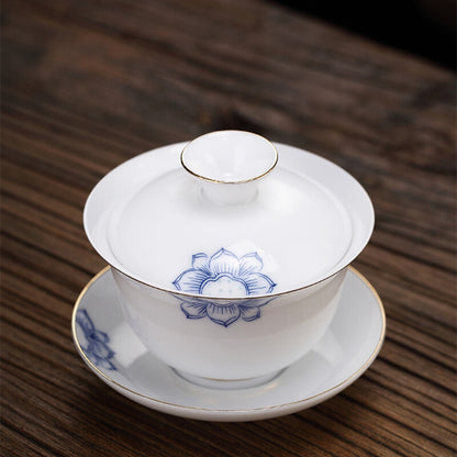 170ml Chinese Jingdezhen Porcelain Gaiwan Ceramic Tureen Thin Glaze Tea Bowl Lid