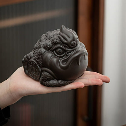 11cm Purple Clay Tea Pet Golden Toad Tea Play Tea Ceremony Ornaments Tea Set