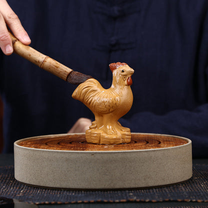 Collection of Wealth Attracting Golden Rooster Morning Tea Pet Tea Set Sculpture