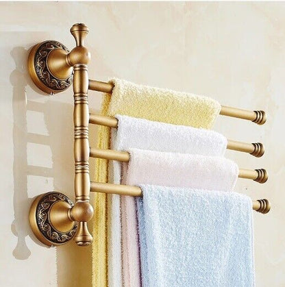 Bath Towel Holder Antique Brass Bronze Bathroom Accessories Movable Storage Rack