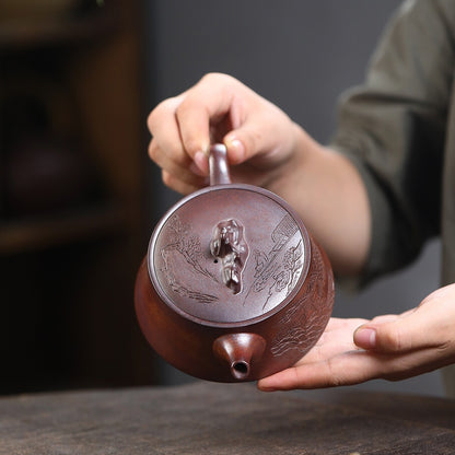 Handmade Carved Tea Pot China Chaoshao Master Pot 10 Infuser Holes Chinese Pot