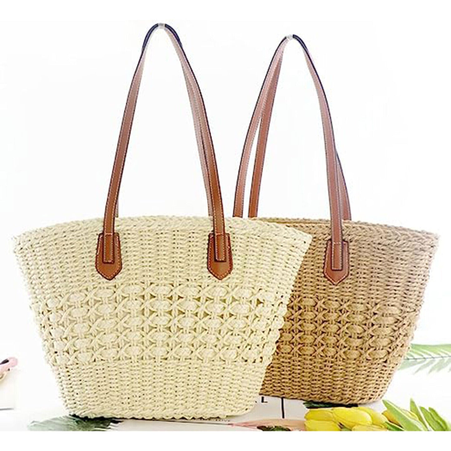 Women Straw Hobo Woven Shoulder Bag Large Tote Summer Travel Beach Handbag Purse