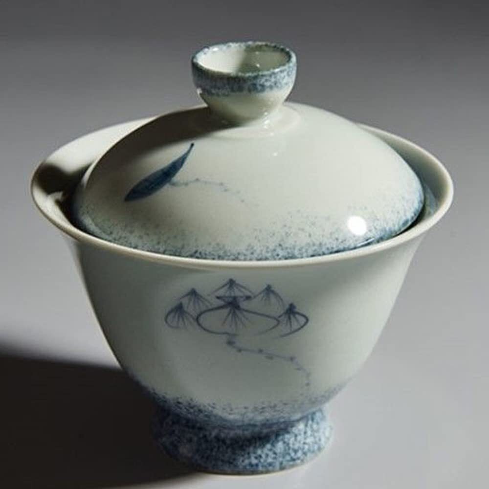 150ml Hand Painted Blue White Porcelain Gaiwan Ceramic Bowl Kung Fu Tea Set