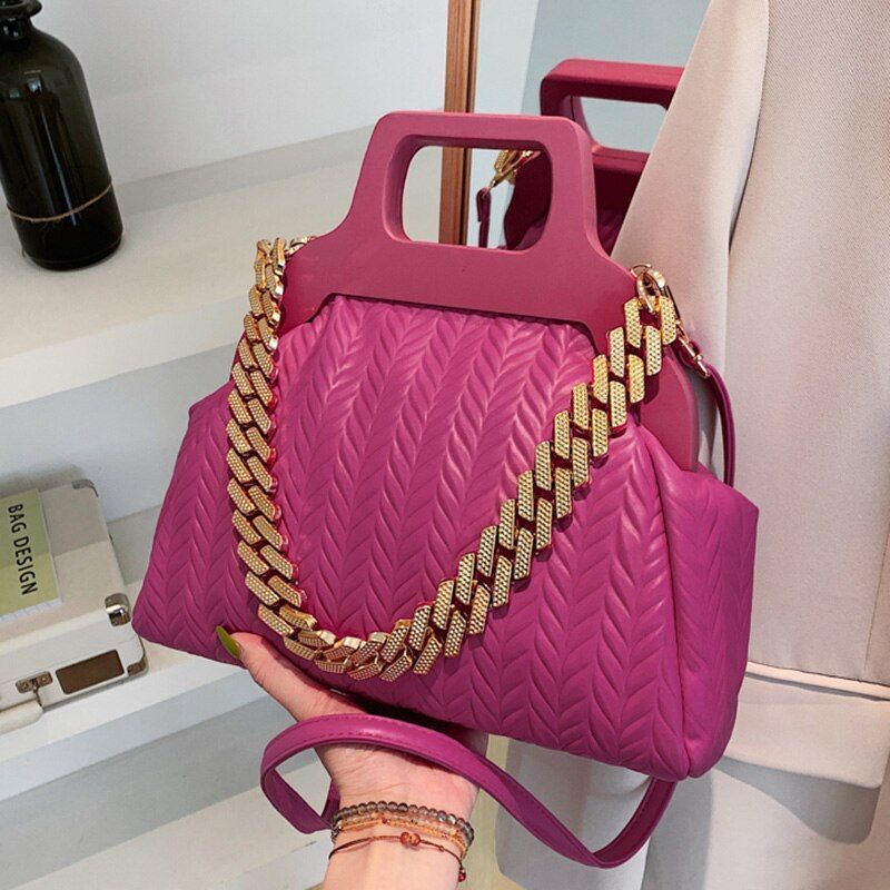 Clip Shell Bag Chain Crossbody Fold Totes Evening Clutch Handbag Shoulder Purse