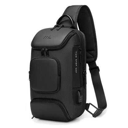 Men USB Shoulder Bag Travel Pack Crossbody Chest Bag Pack Women Female