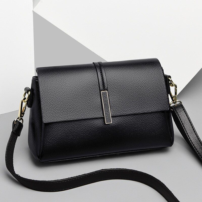 Genuine Leather Bag Fashion One Shoulder Messenger Square Crossbody Polyester