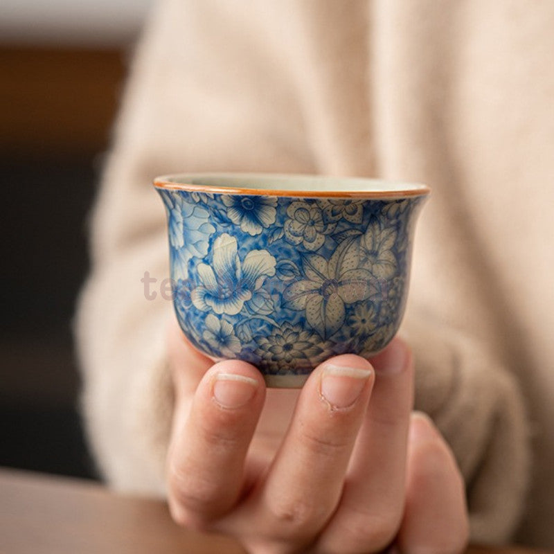 Ceramic Flower Teacups Household Ceramic Tea Cups Personal Use Teacups Tea Set