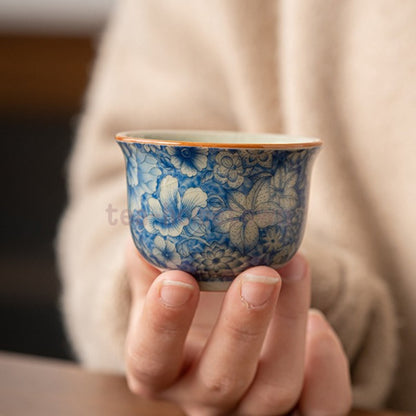Ceramic Flower Teacups Household Ceramic Tea Cups Personal Use Teacups Tea Set