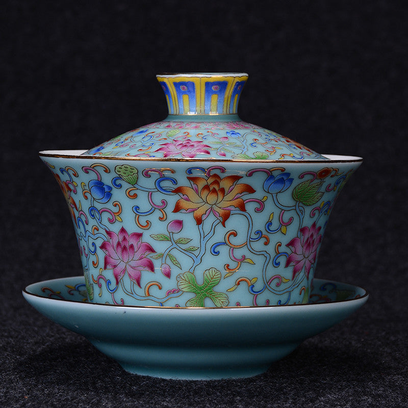 Gaiwan Porcelain Bigger Tureen With Lid Covered Bowl Tea Cup Saucer 340ml China