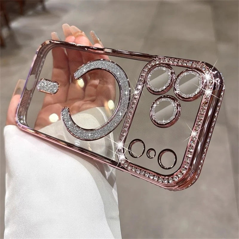 Luxury Glitter Magnetic Clear Case for iPhone 17/16/15/14 Pro Max Plus 7 color