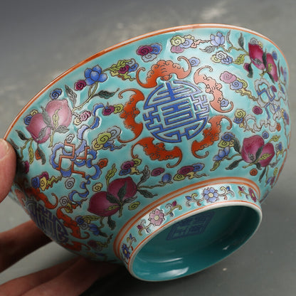 5.8 "Old Chinese Dynasty" Qing Dynasty Enamel Colorful Ruyi Pattern Bowl