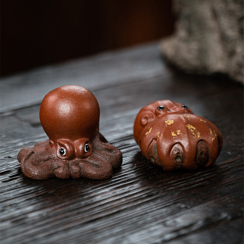Octopus Statue Handmade Craft Yixing Zisha Tea Pet For Fishbowl Decoration Small