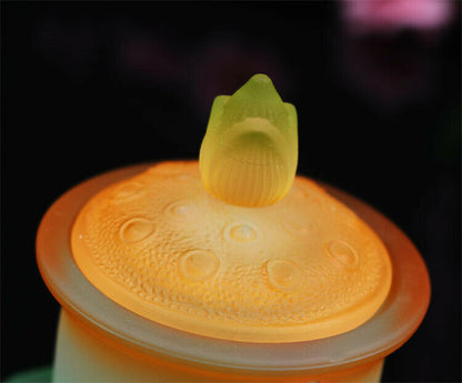 4.53" Buddha Lotus Supply Cup Glass Holy Water Cup Guanyin Buddhist Home Gift