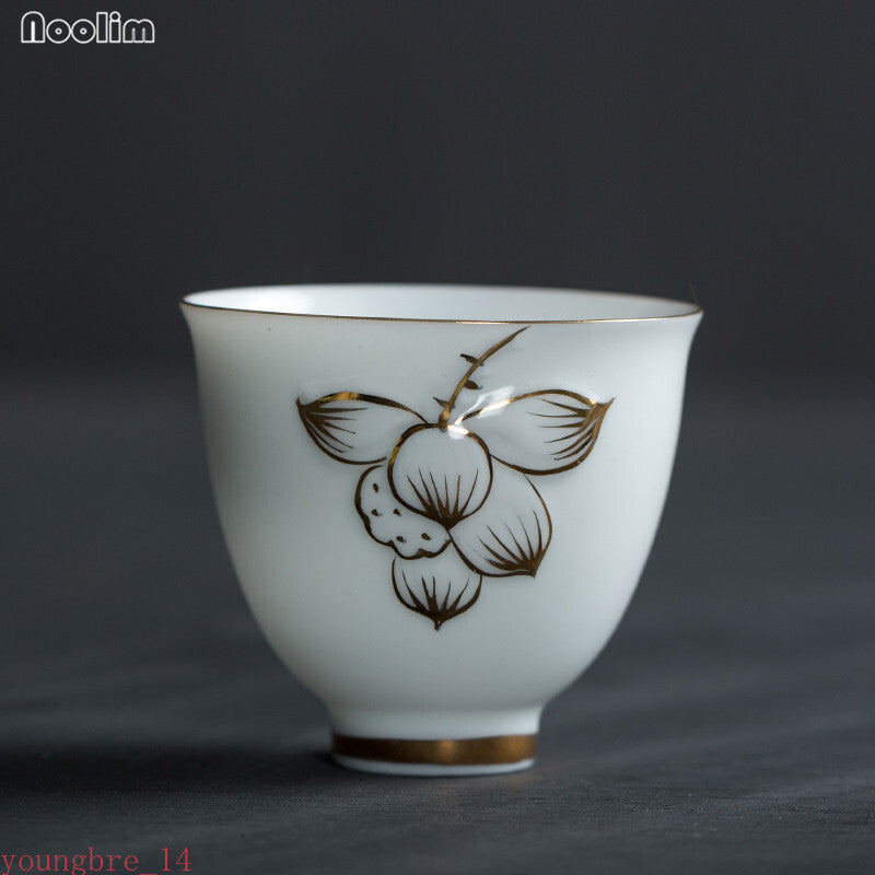 Ceramic Phnom Penh Handmade Teacup Hand Painted Lotus Master Cup Porcelain