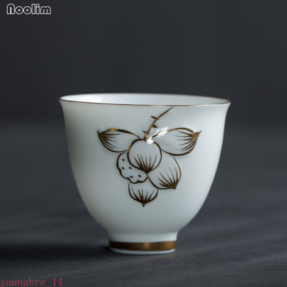 Ceramic Phnom Penh Handmade Teacup Hand Painted Lotus Master Cup Porcelain