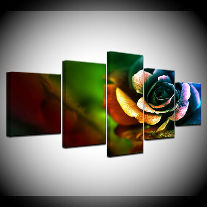 Wall Art HD Printed 5 Piece Modular Canvas Art Color Flower Picture No Framed