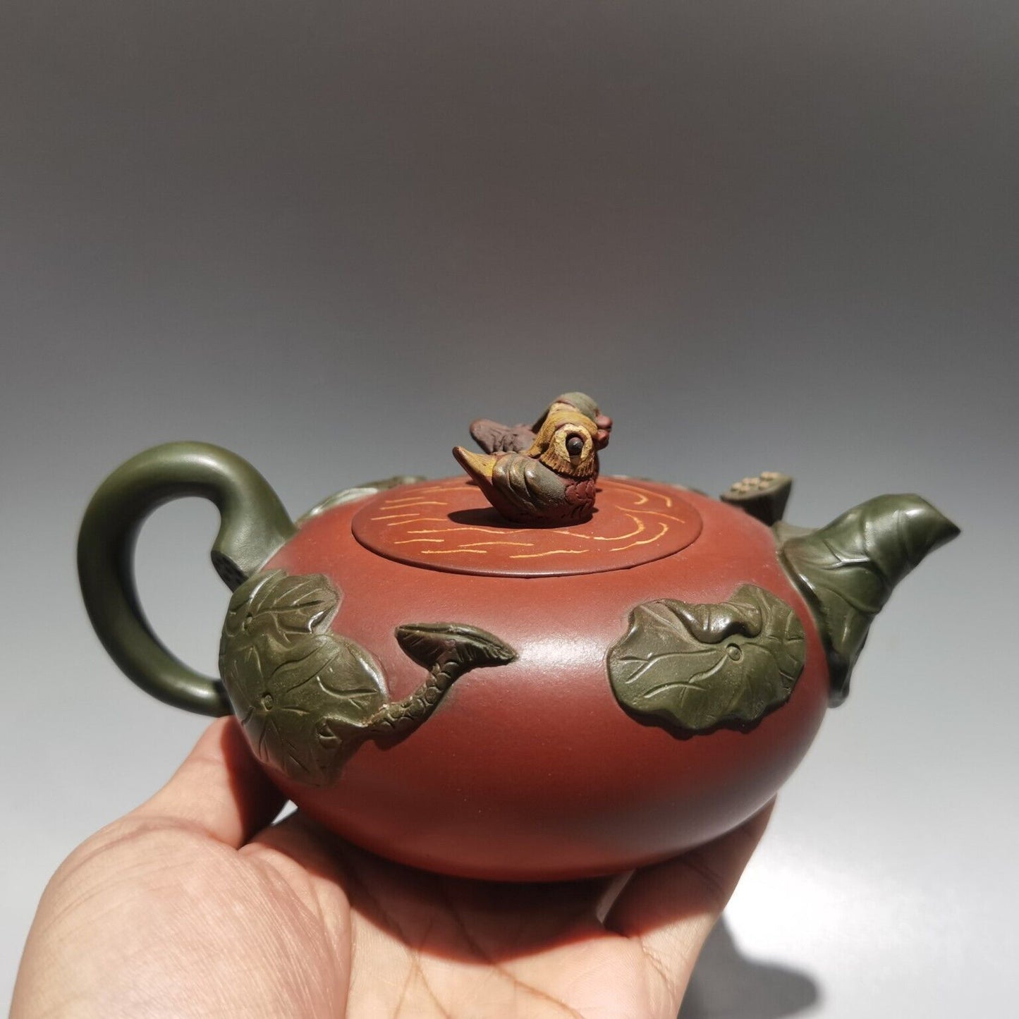 Chinese Yixing Zisha Clay Handmade Exquisite Kung Fu Tea Set Teapot 品名：鸳鸯壶 低款：蒋蓉