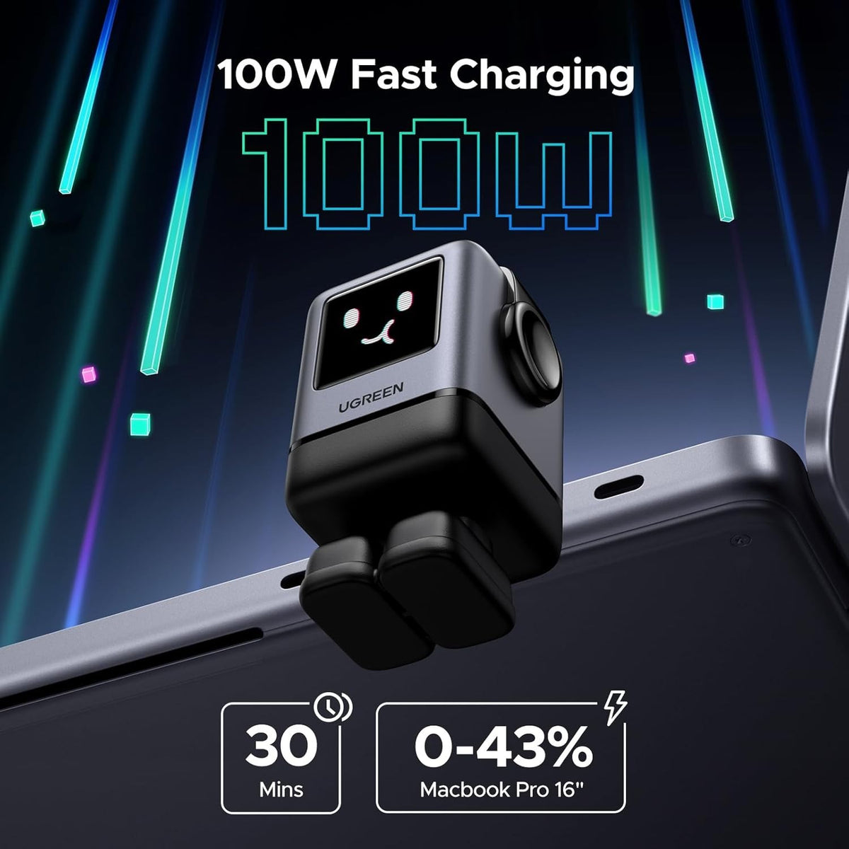 UGREEN Uno 100W USB C 4-Port GaN Fast Charger with LED Screen for Laptp & Phone