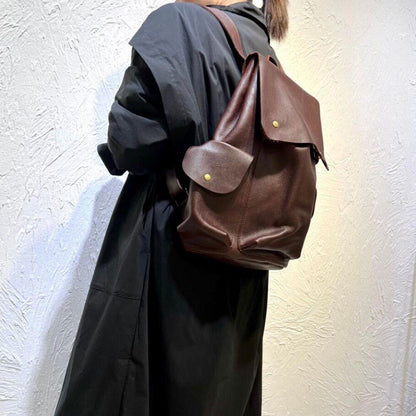 Soft Genuine Leather Backpack Traveling Large Shoulder Bags 33*44 CM Polyester