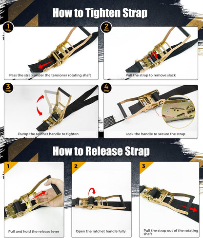 6 Pack 2" X 15Ft Ratchet Straps Heavy Duty Tie down Straps with J Hooks, 2000 LB