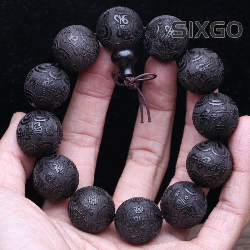 Buddhist Beaded Bracelet Ebony Feng Shui Zen Amulet 20 MM Beaded Bracelet