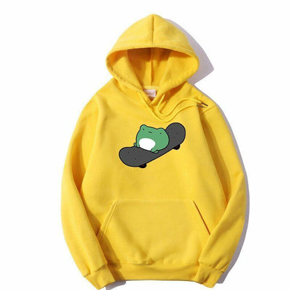 Oversized Sweatshirt Skateboard Frog Men Women's Hoodies Harajuku Warm Pullover