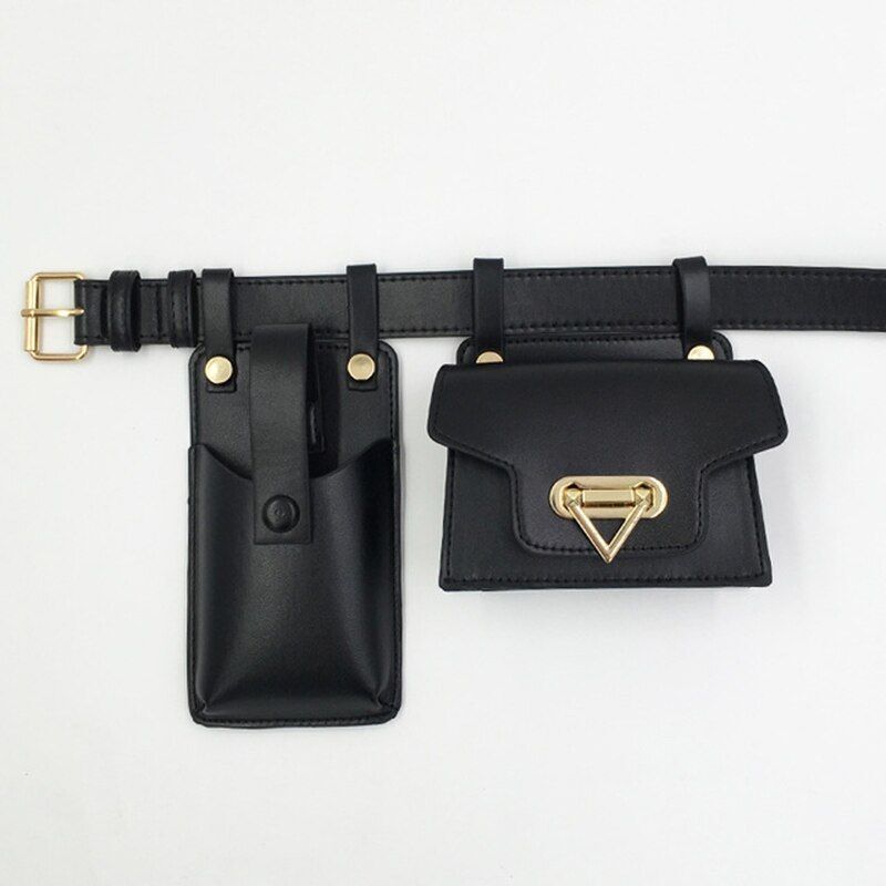 Women Fanny Pack Leather Belt Bag Waterproof Multi-pocket Waist Pack 17*10/13*10